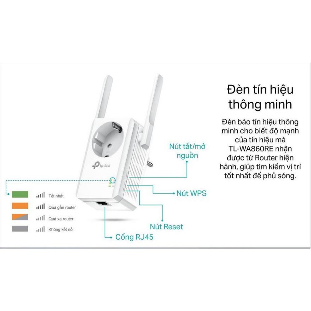 Bộ Mở Rộng Sóng Wifi Tplink TL-WA860RE Kích Tăng Cường Tín Hiệu Tốc Độ 300Mbps