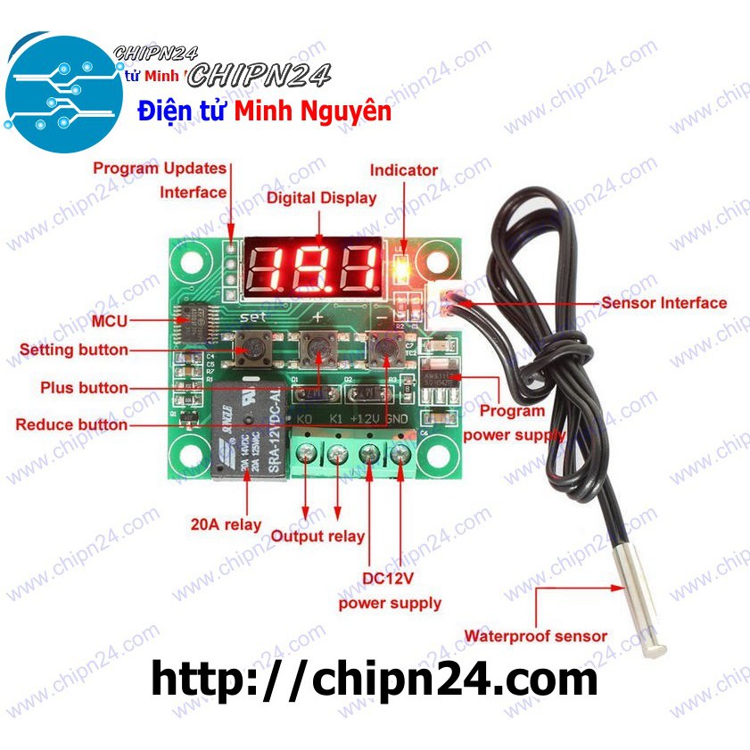 [1 CÁI] (E40) Mạch Cảm biến nhiệt độ kèm Relay 5V XH-W1209