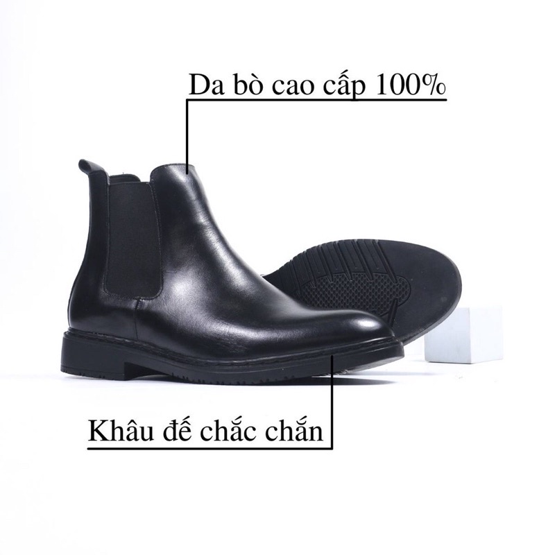 Giày boots nam Chelsea Boots Classic DA BÒ THẬT đế khâu Cao Cấp( đặt lùi 1 size)