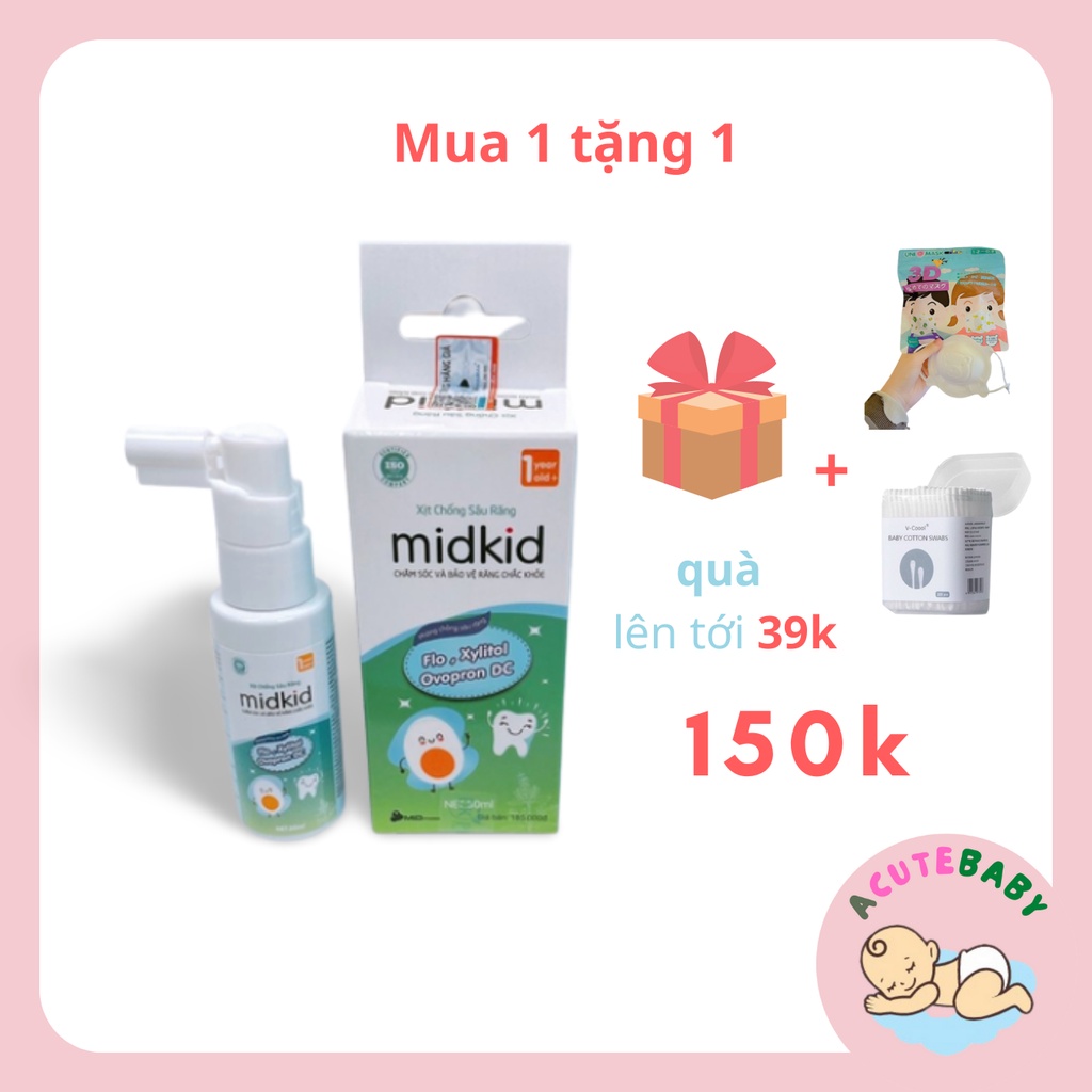 Xịt răng midkid xịt chống sâu răng cho bé giảm hôi miệng an toàn cho trẻ em ACuteBaby