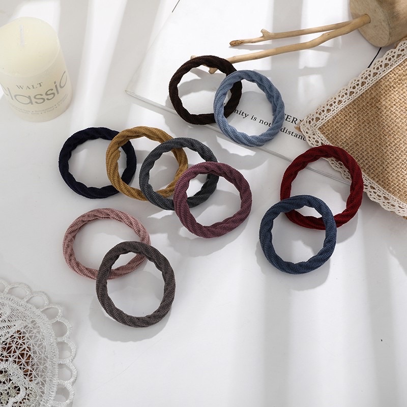 Set 10 Dây Thun Cột Tóc Nữ, Dây Chun Buộc Tóc Nữ