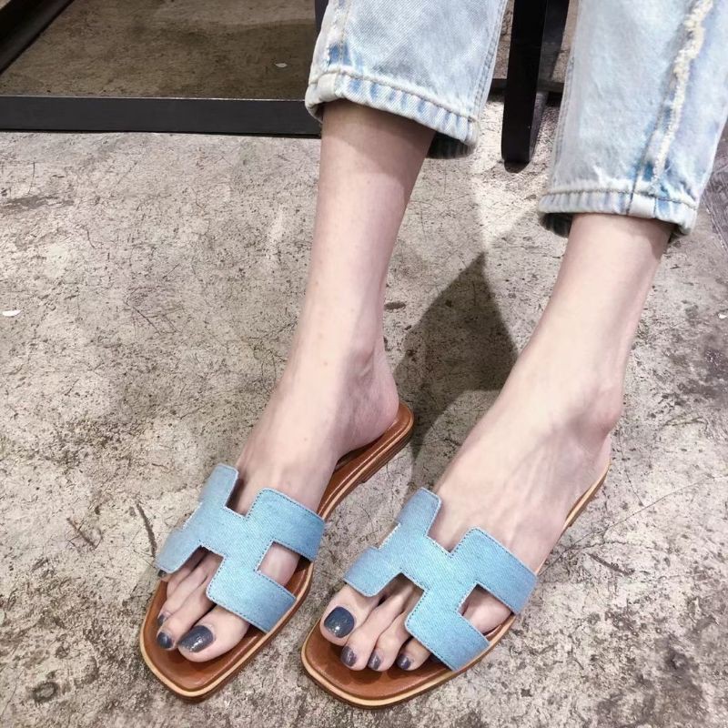 B(ẢNH THẬT) Dép Hm Quai Vải Denim Da Mềm Êm Fullbox Xốp Mút Bill Túi Cao Cấp LOẠI 1
