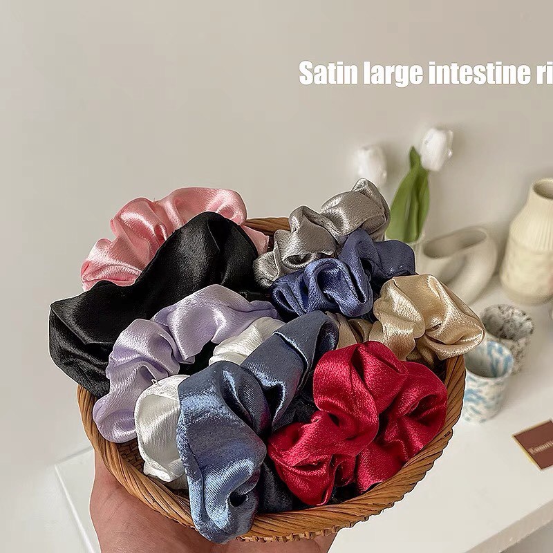 Cột tóc scrunchies Dây buộc tóc lụa phong cách Hàn Quốc