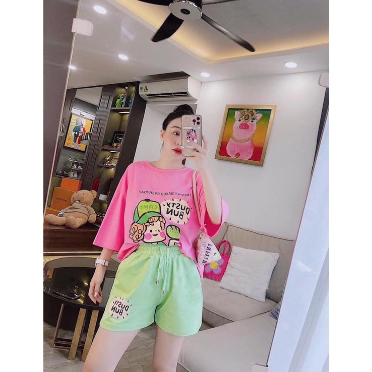 Đồ bộ nữ mặc nhà chất liệu vải thun Cotton 100%, 3 size, 45-80kg vừa, PL163