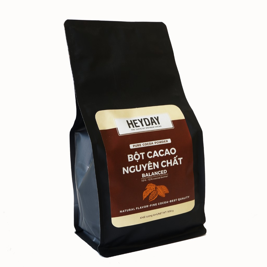 [Thùng 10 túi 500g] Bột cacao nguyên chất 100% Heyday - Dòng Balanced Phổ Thông