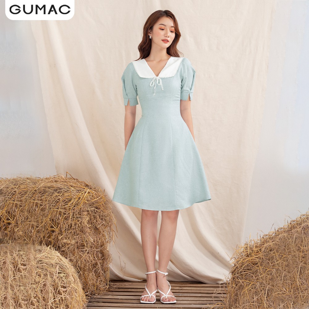 Đầm cổ trắng đăng ten GUMAC DA1004 | BigBuy360 - bigbuy360.vn