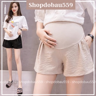 Quần đùi sooc đũi bầu có chun chỉnh, dáng chữ A rộng dãi đủ size cho bà bầu từ 40 - 73kg mặc mùa hè chất mềm thoáng mát