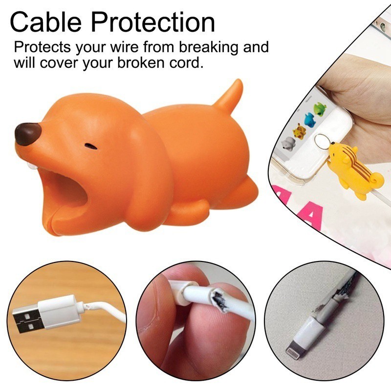 Phụ kiện bảo vệ đầu dây cáp Lightning hình động vật dễ thương và tiện ích