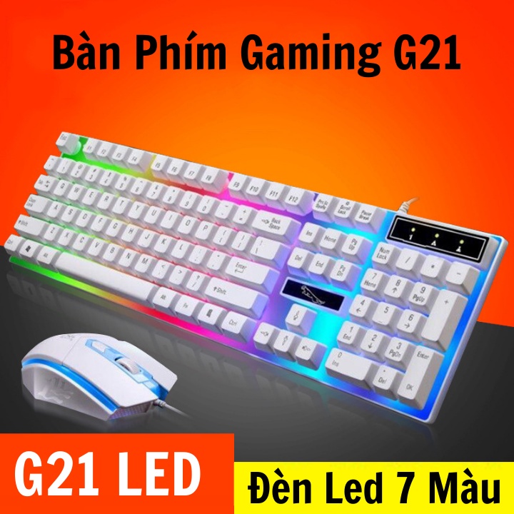 Bàn Phím Gaming Kèm Chuột Có Đèn Led 7 Màu G21, Phím Giả Cơ Led Siêu Đẹp Chuyên Chơi Game ,Văn Phòng Cho Máy Tính Laptop