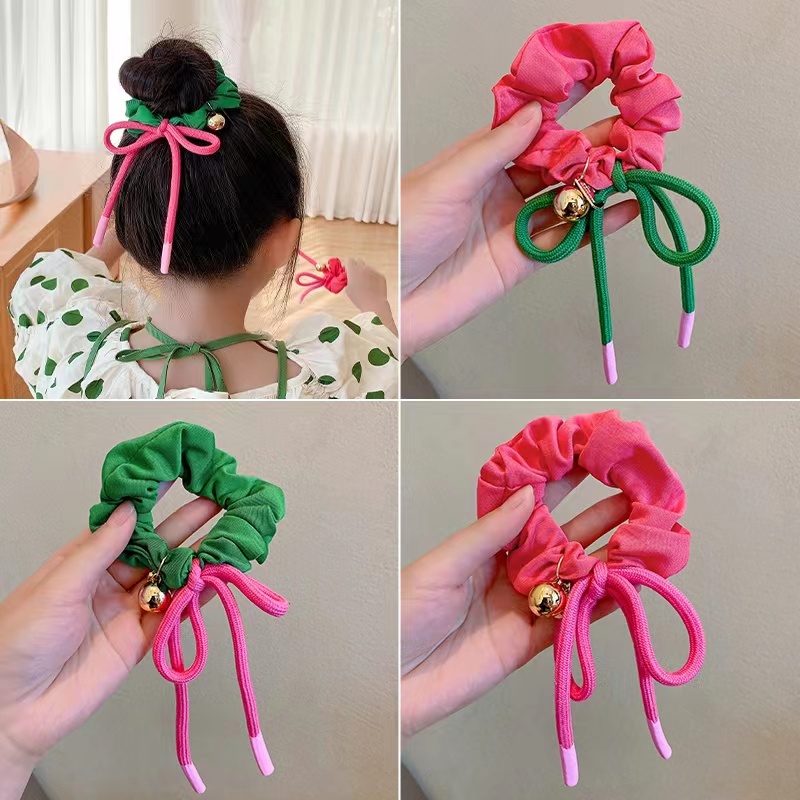Dây Cột Tóc Cao Su Co Giãn Đính Nơ Hồng Dễ Thương Thời Trang Cho Nữ