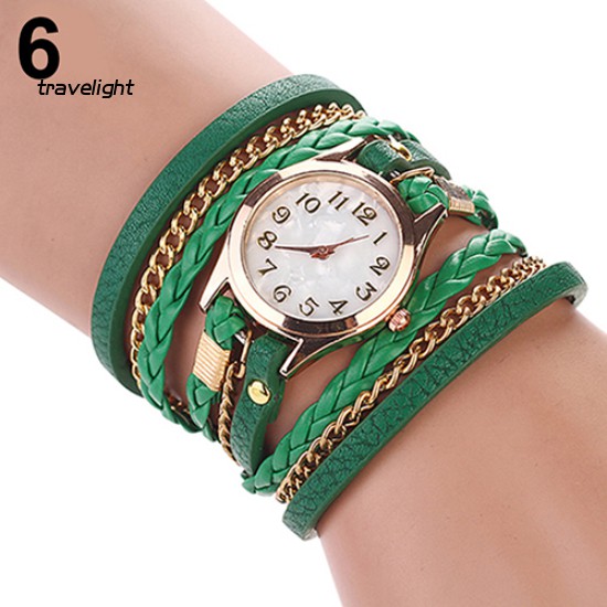 Đồng Hồ Đeo Tay Dây Da Bện Nhiều Lớp Phong Cách Vintage Thời Trang Cho Nữ