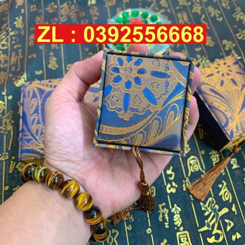 Hộp gấm xanh vàng 6x6,5 cm ❤️siêu đẹp❤️ sẵn sll