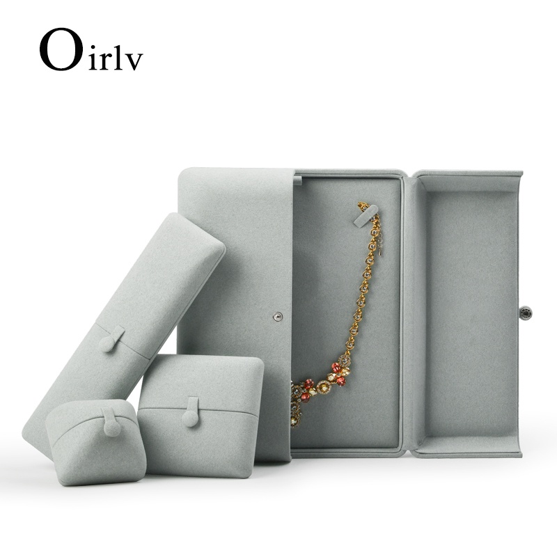 Oirlv Hộp trang sức màu xám Hộp đeo tay Hộp đồ trang sức Hộp trưng bày đồ trang sức Người tổ chức trang sức Hộp quà sinh nhật H065