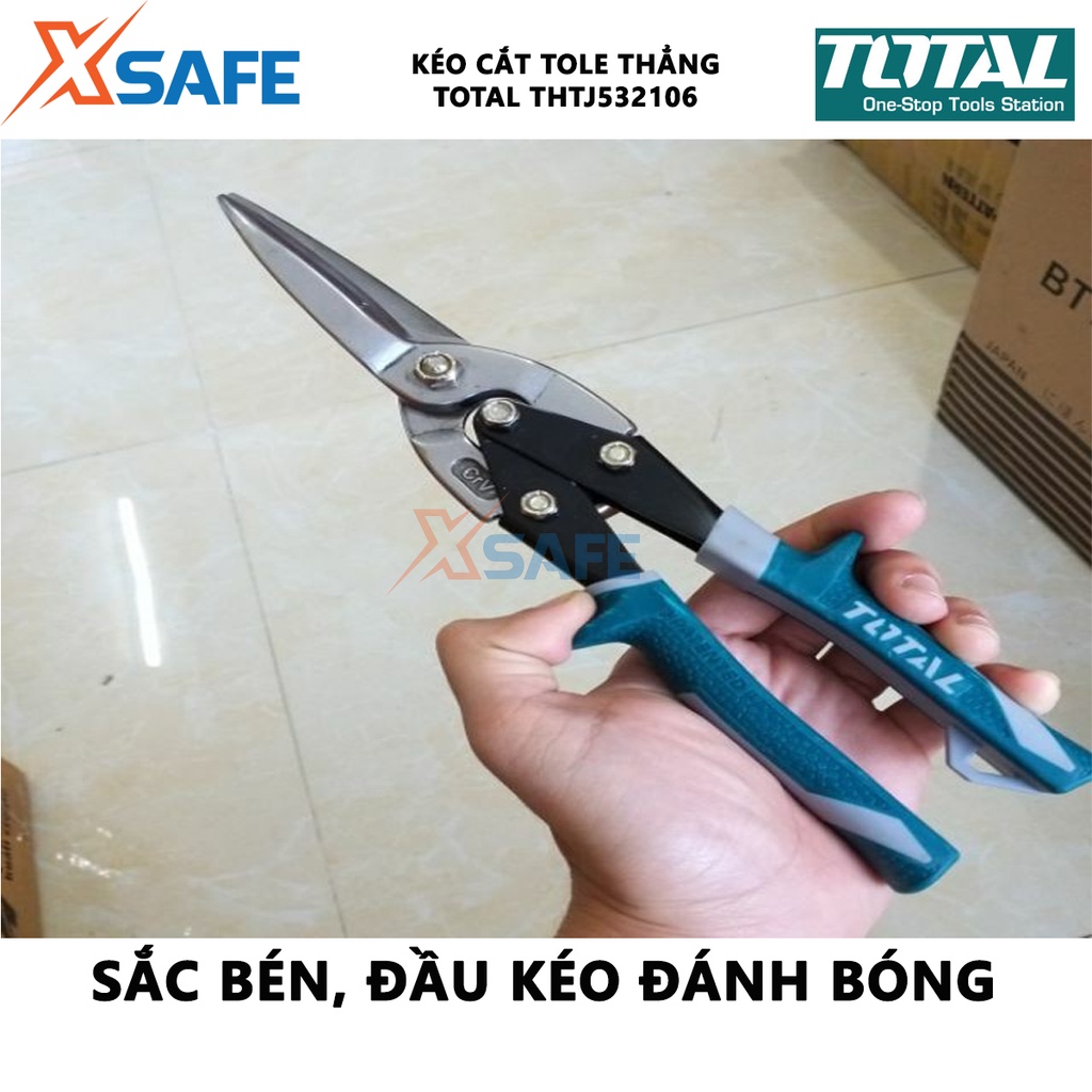 Kéo cắt tole thẳng TOTAL THTJ532106 Kéo cắt tôn dài 250mm, chất liệu hợp kim thép đặc biệt, bền bỉ - [XSAFE]