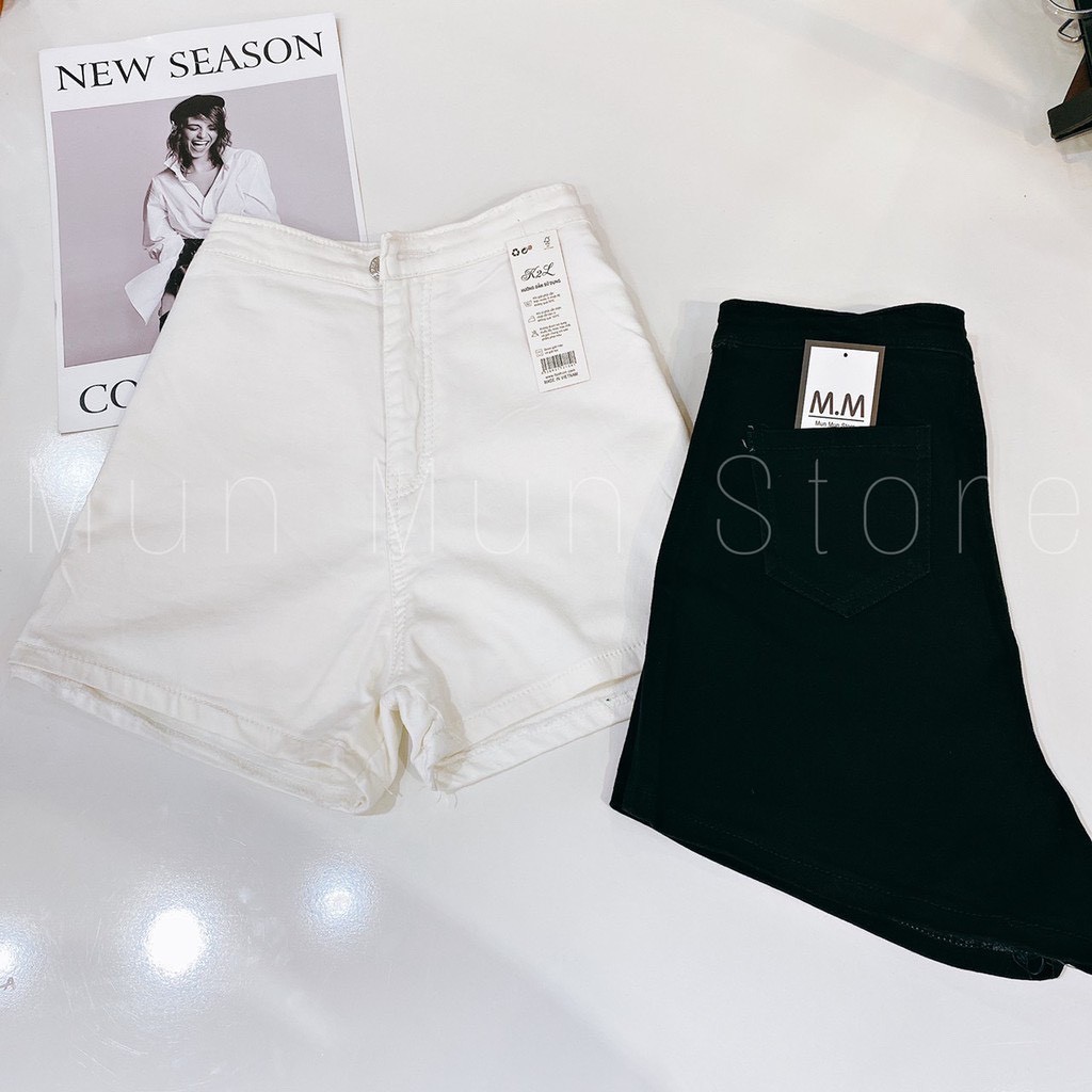 [𝗛𝗶̀𝗻𝗵 𝗧𝗵𝗮̣̂𝘁]Quần short  nữ lưng cao munmunstore  quần đùi chất kaki jean co giãn mềm mại 100