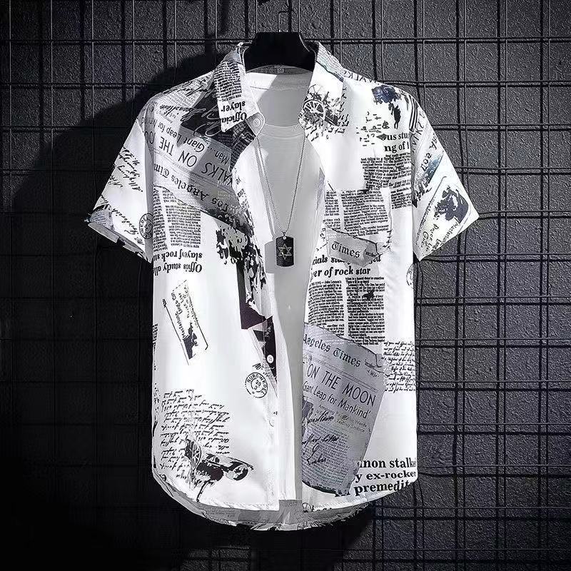 Áo Sơ Mi Nam Ngắn Tay Họa Tiết Hoa Văn C0d Phong Cách Hawaii Hàn Quốc
