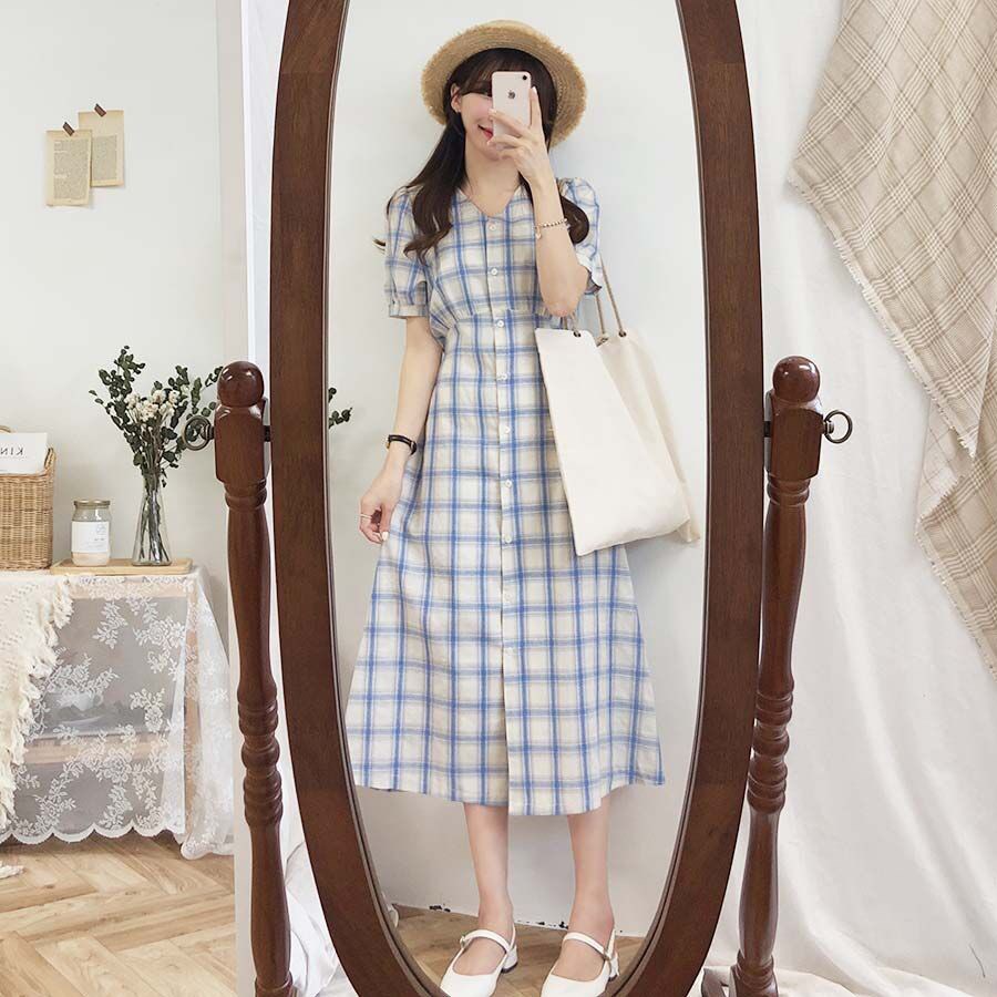 [Mã SKAMA06 giảm 8% tối đa 50K đơn 250K] [HÀNG ĐẸP] Váy ulzzang tiểu thư vintage kẻ caro siêu xinh - V08 - janna house | BigBuy360 - bigbuy360.vn