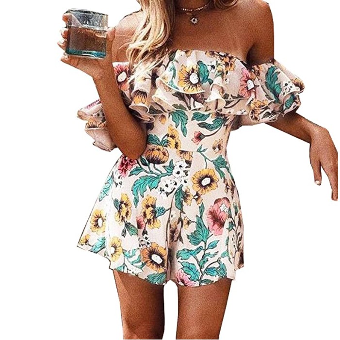 Jumpsuit hở vai họa tiết hoa quyến rũ cho nữ | BigBuy360 - bigbuy360.vn