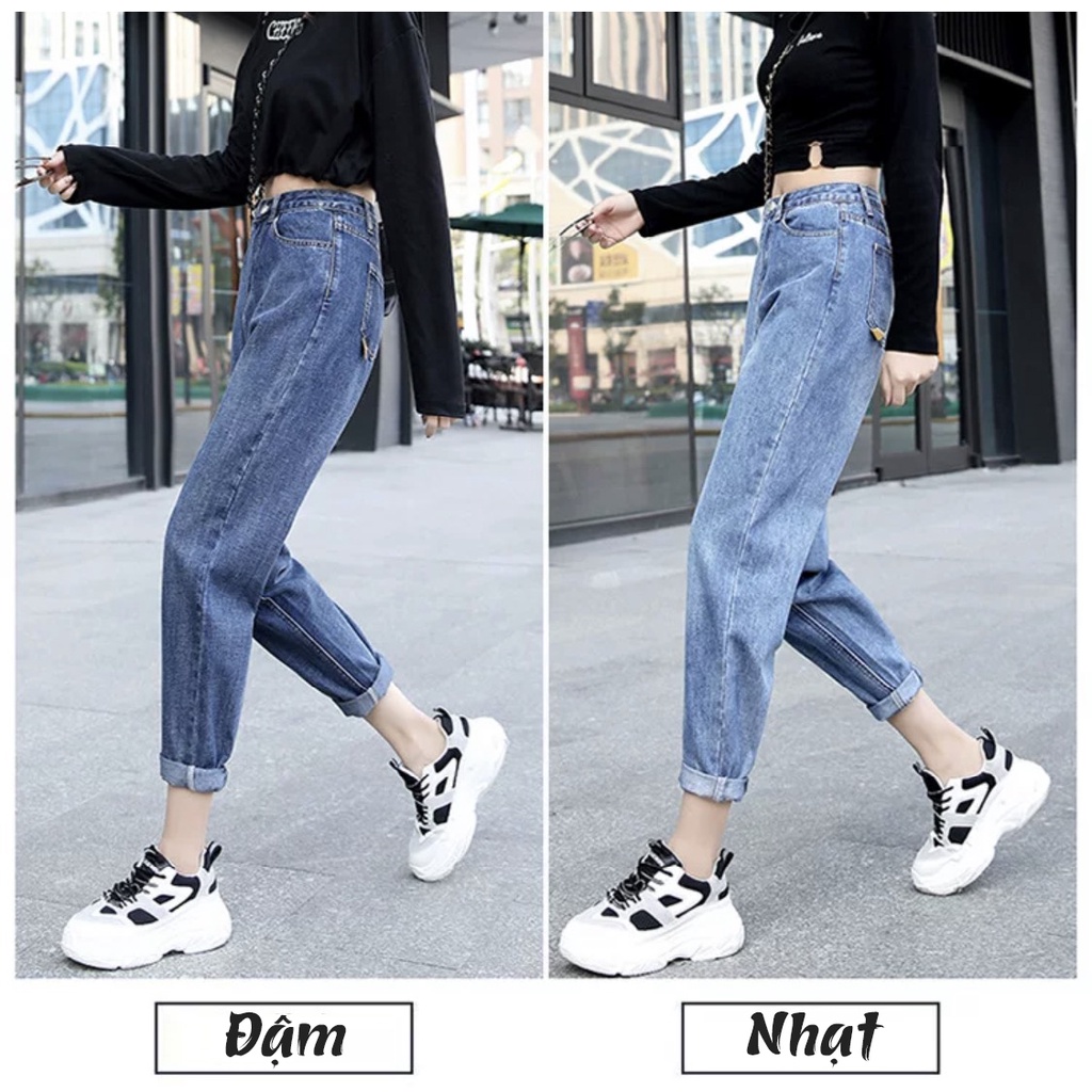 Quần bò baggy nữ,Quần jean nữ baggy lưng cao ống sắn - QJ11