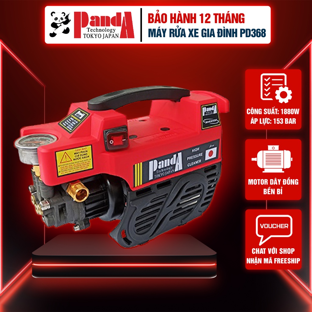 Máy rửa xe PANDA PD368, công suất 1880W, dùng cho gia đình, công nghệ Nhật Bản