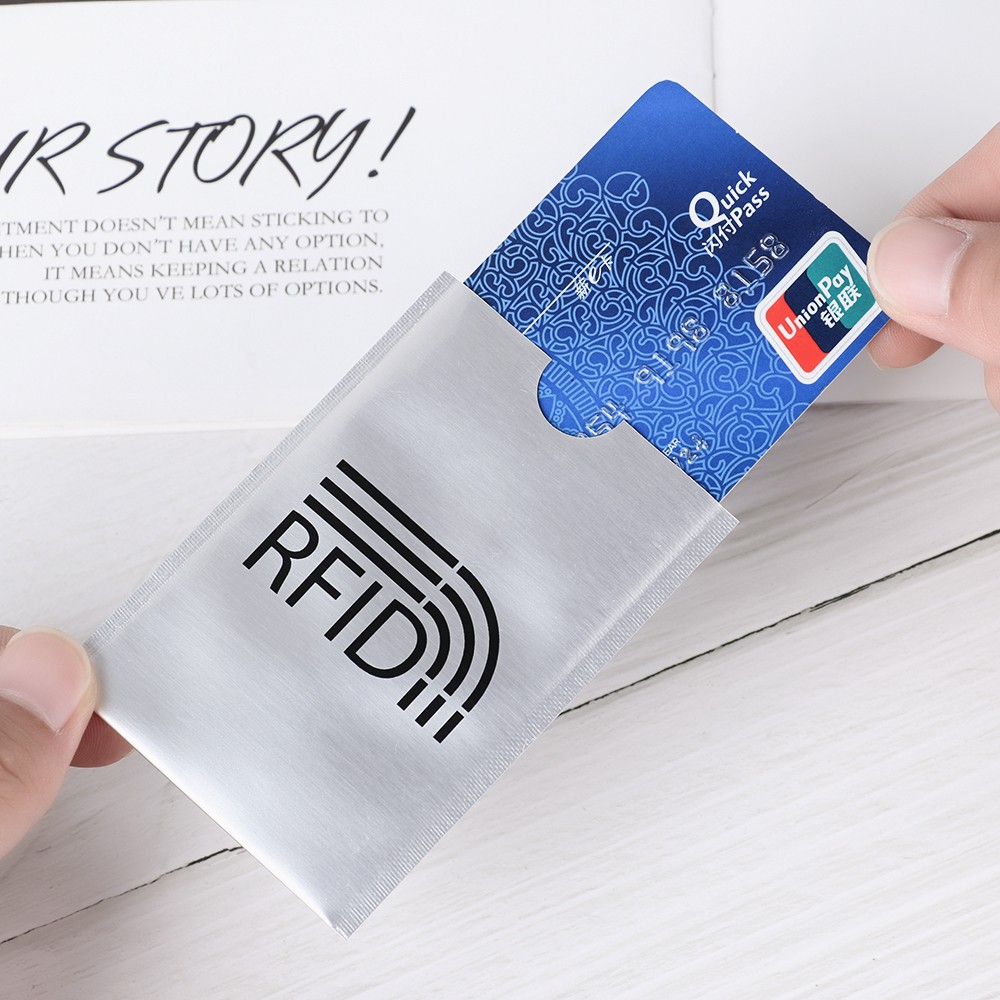 Set 10 Bao Đựng Thẻ Id Rfid Bằng Nhôm Chống Trộm Giá Đỡ