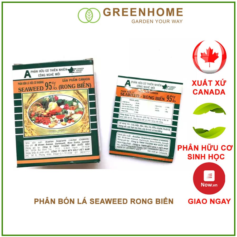 [MIỄN PHÍ VẬN CHUYỂN 70K] Phân Bón Lá Hữu Cơ Rong Biển Seaweed (Canada) - Chứa 60 Loại Dinh Dưỡng, Giúp Cây Sinh 1 HỘP