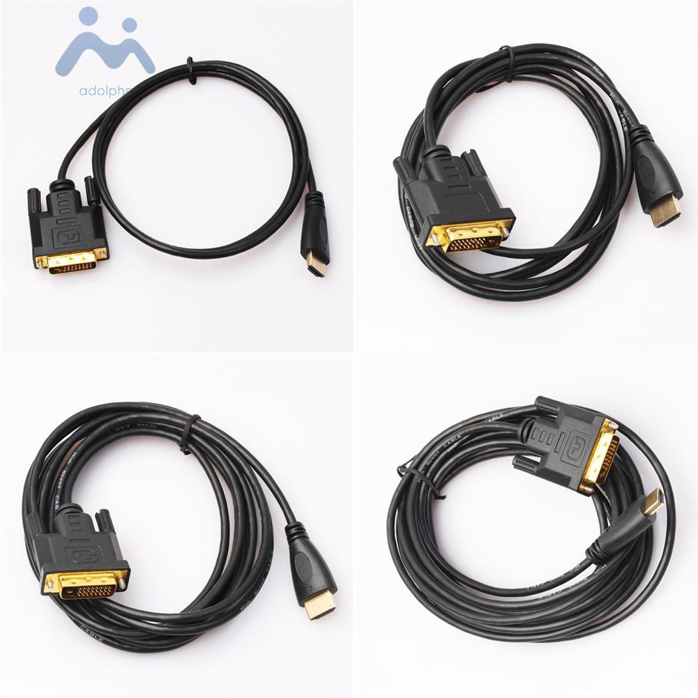 adolphs HDMI-compatible to DVI-D 24+1 Pin Monitor Display Adapter Cable Male/Male Gold HD HDTV