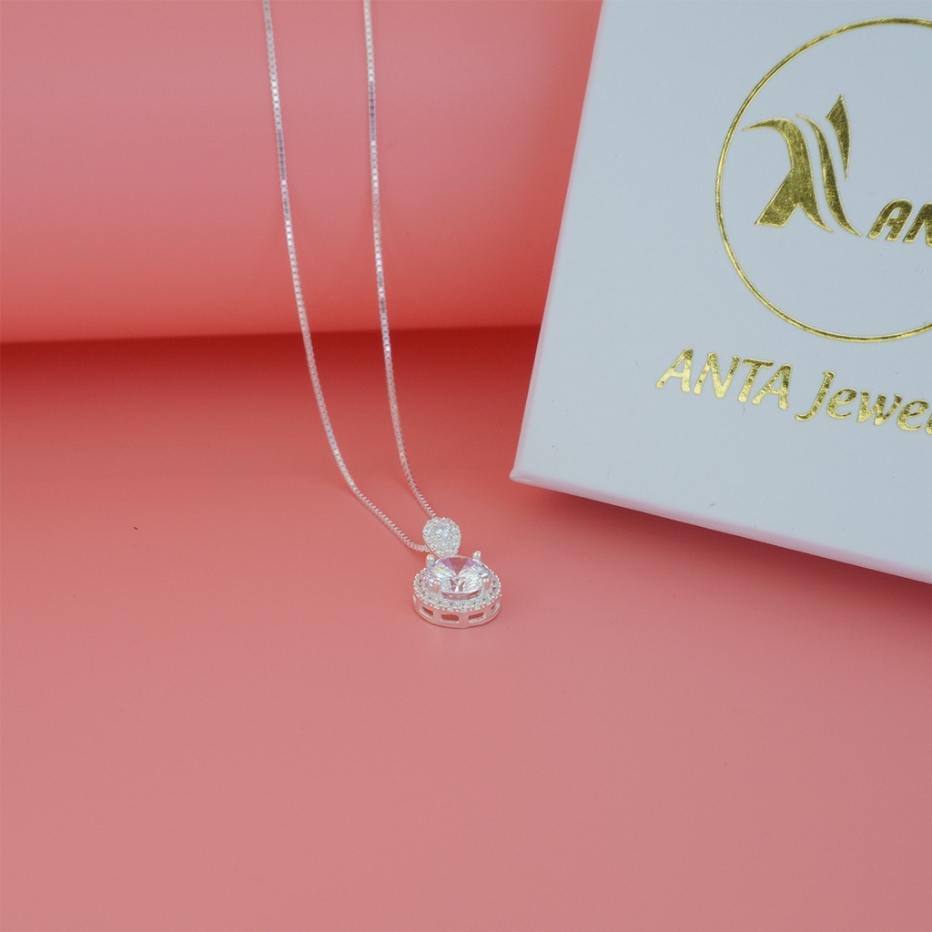 Dây chuyền bạc 925 mặt tròn hình mặt tròn nhỏ sáng lấp lánh thời trang cho nữa  ANTA Jewelry - ATJ6541M