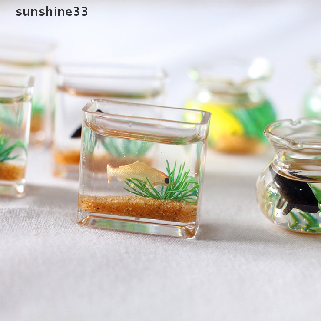 SU Dollhouse Miniature Glass Fish Tank Bowl Aquarium Doll House Home Ornament n