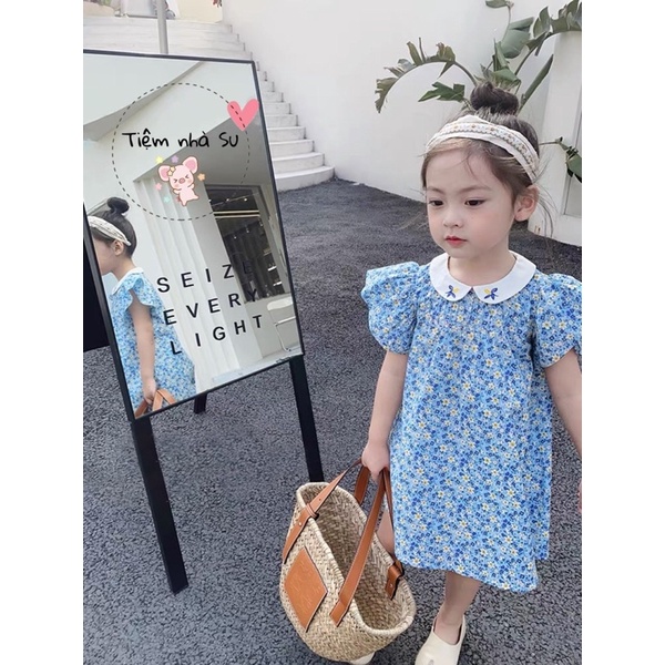 [SALE BỎ MẪU] - Váy bé gái - Váy suông tay bồng cổ thêu hoa thật đáng yêu cho bé gái (08-18kg) -TIỆM NHÀ SU