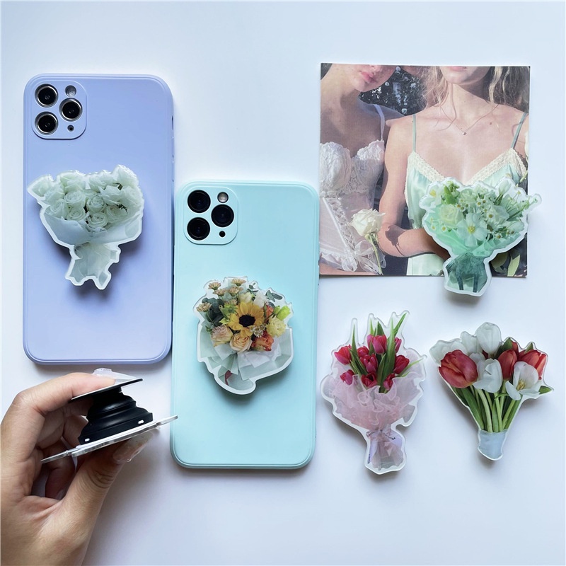 Giá đỡ dán ốp điện thoại popsocket mika acrylic M122131 hoa tươi hàn quốc siêu xinh nữ tính