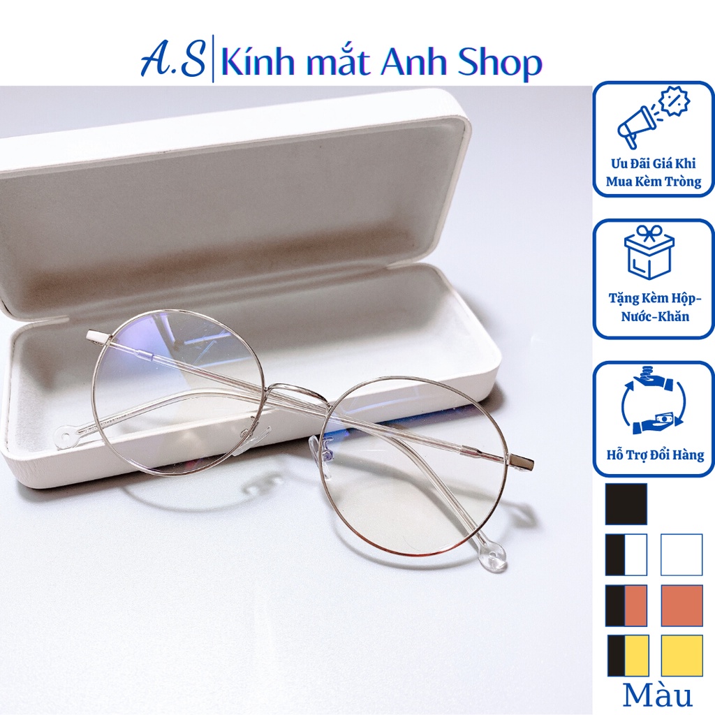 Kính tròn ngố thời trang nam nữ chất liệu kim loại cỡ vừa 2626
