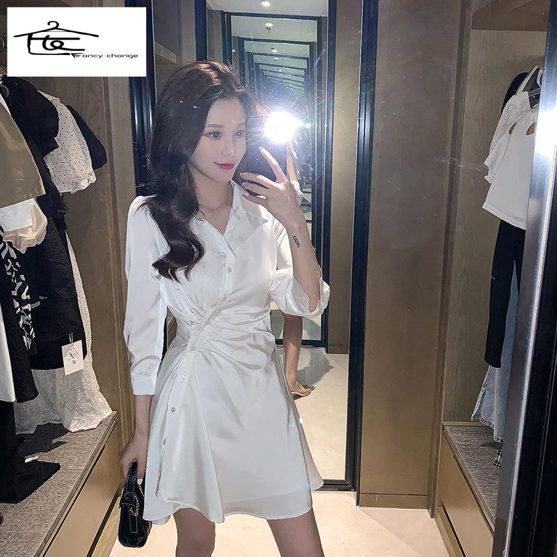 Set Áo Sơ Mi Trắng Và Chân Váy Thiết Kế Độc Đáo Thời Trang Sang Trọng Cho Nữ