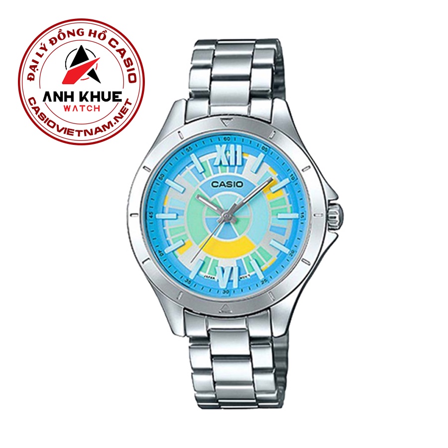 Đồng Hồ Casio | Nữ LTP-E129D-2ADF | Dây Kim Loại | Chống Nước | Mặt Nhiều Màu Sắc