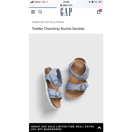 Sandal gap authentic cho bé gái - ảnh sản phẩm 1