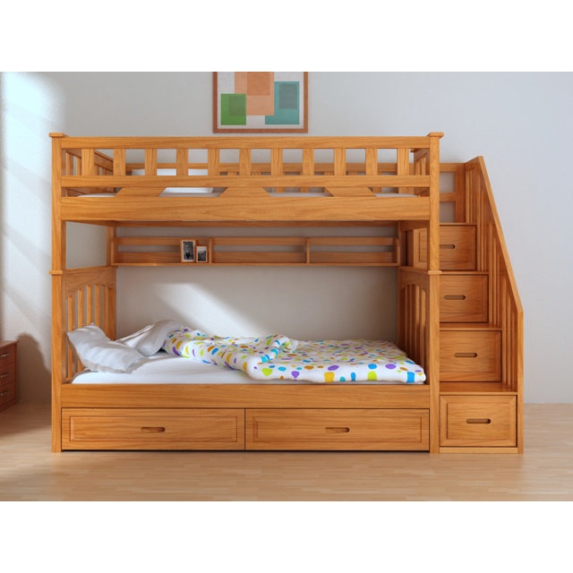 Giường tầng cho bé GT6811, Giường tầng trẻ em gỗ Sồi Nga phong cách hiện đại