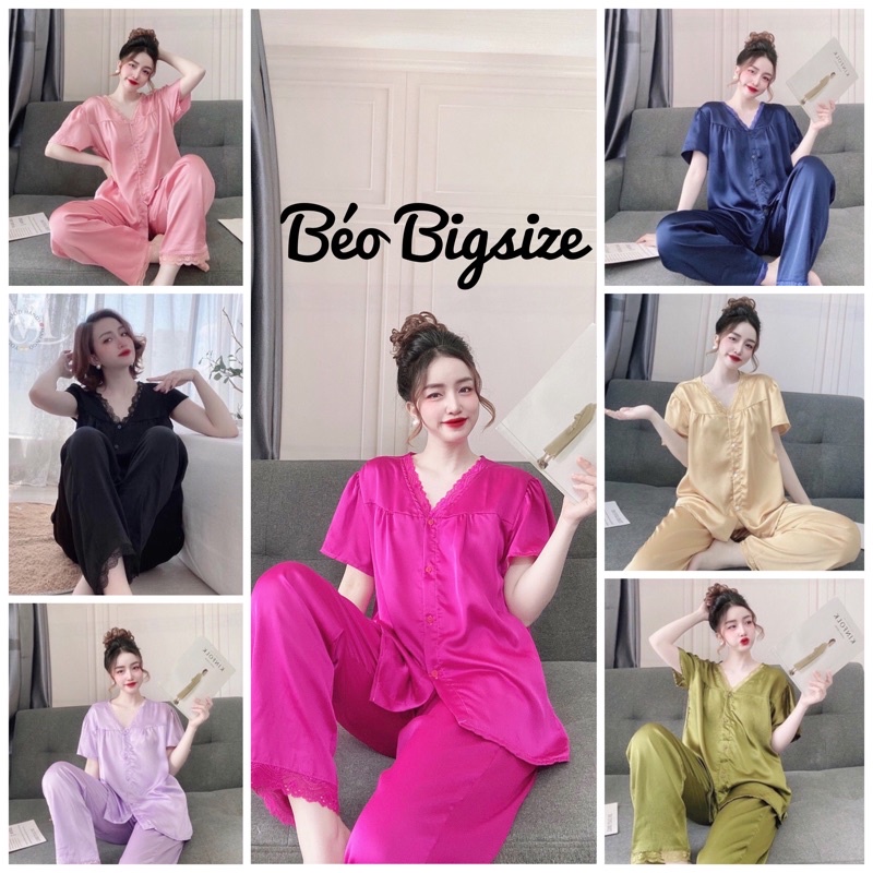 Đồ Bộ Pyjama Bigsize -Béo Bigsize TNQD 50-100Kg Pyjama Bigsize Cao Cấp Mặc Nhà  Đẹp,Chất Satin Lụa