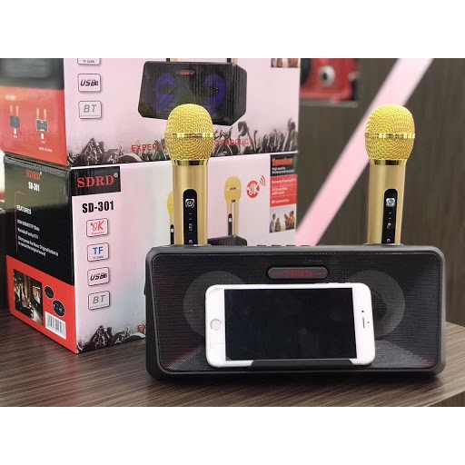 Loa Bluetoth Karaoke Mini SD-301 ⚡FREESHIP⚡ Tặng Kèm 2 Mic Không Dây Chất Âm Cực Hay Công Suất Lớn . Bảo Hành 12 Tháng