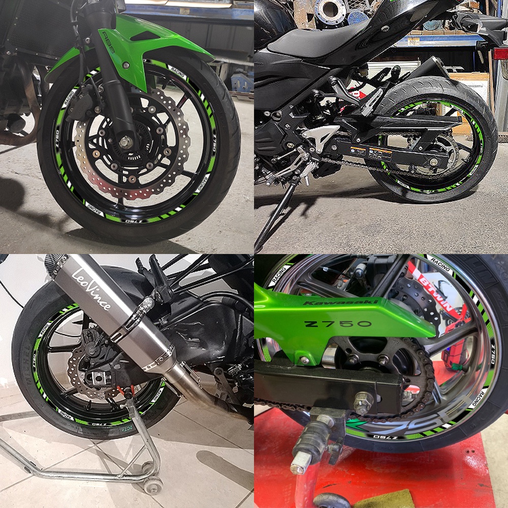 Kawasaki Z650 Z750 Tem phản quang bánh xe mô tô Kawasaki Sọc Decal Dán trang trí chống thấm nước