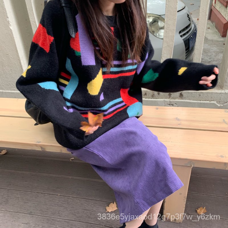 Bộ đồ Nhật Bản mùa thu2020Áo len dệt kim lười biếng phong cách Hàn Quốc Mẫu Mới
