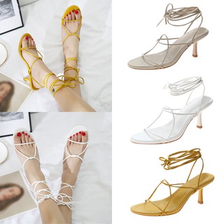 Dép cao gót nữ đế xuồng cột dây thời trang