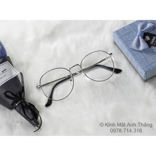 Kính mắt gọng kính tròn kim loại cao cấp 9254 không gỉ màu đen, bạc có bọc nhựa ở chuôi kính