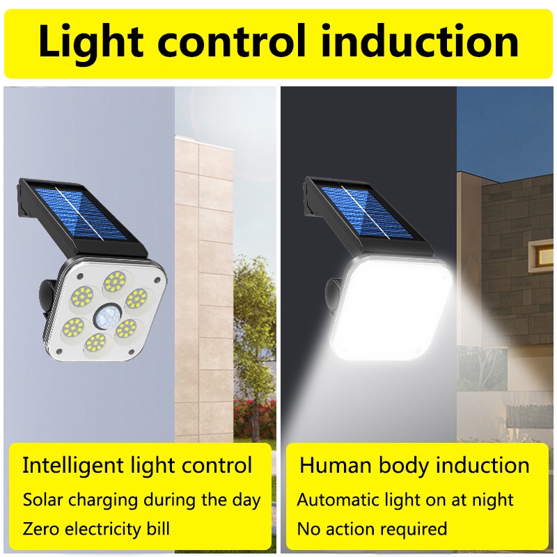Đèn Led 54 COB Năng Lượng Mặt Trời Cảm Biến Chuyển Động Chống Nước Gắn Tường Ngoài Trời