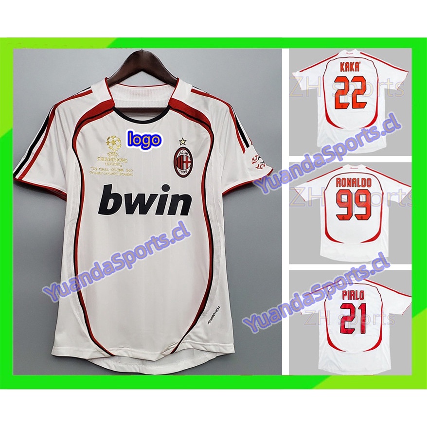 Áo Bóng Đá 2006/2007 AC Milan Phong Cách Retro 06/07 22 PIRLO 21 RONALDO 99