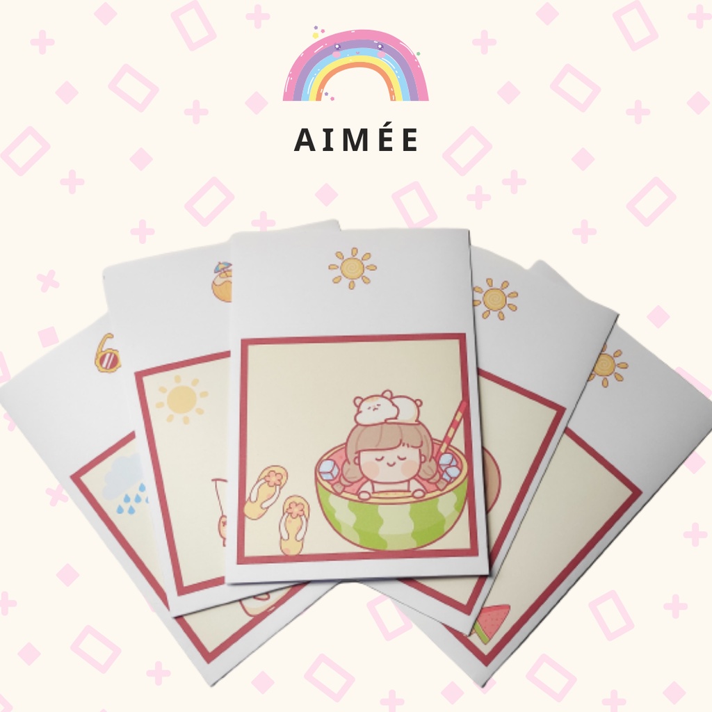 Set 5 túi giấy gói hàng cute girl mini xinh xắn size 13,5*20 cm | Aimée