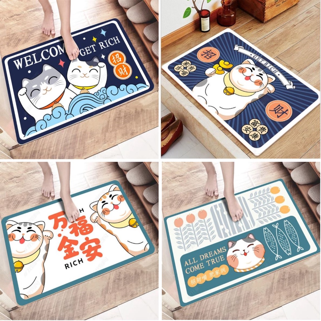 Thảm chùi chân mèo thần tài 40*60, 60*90