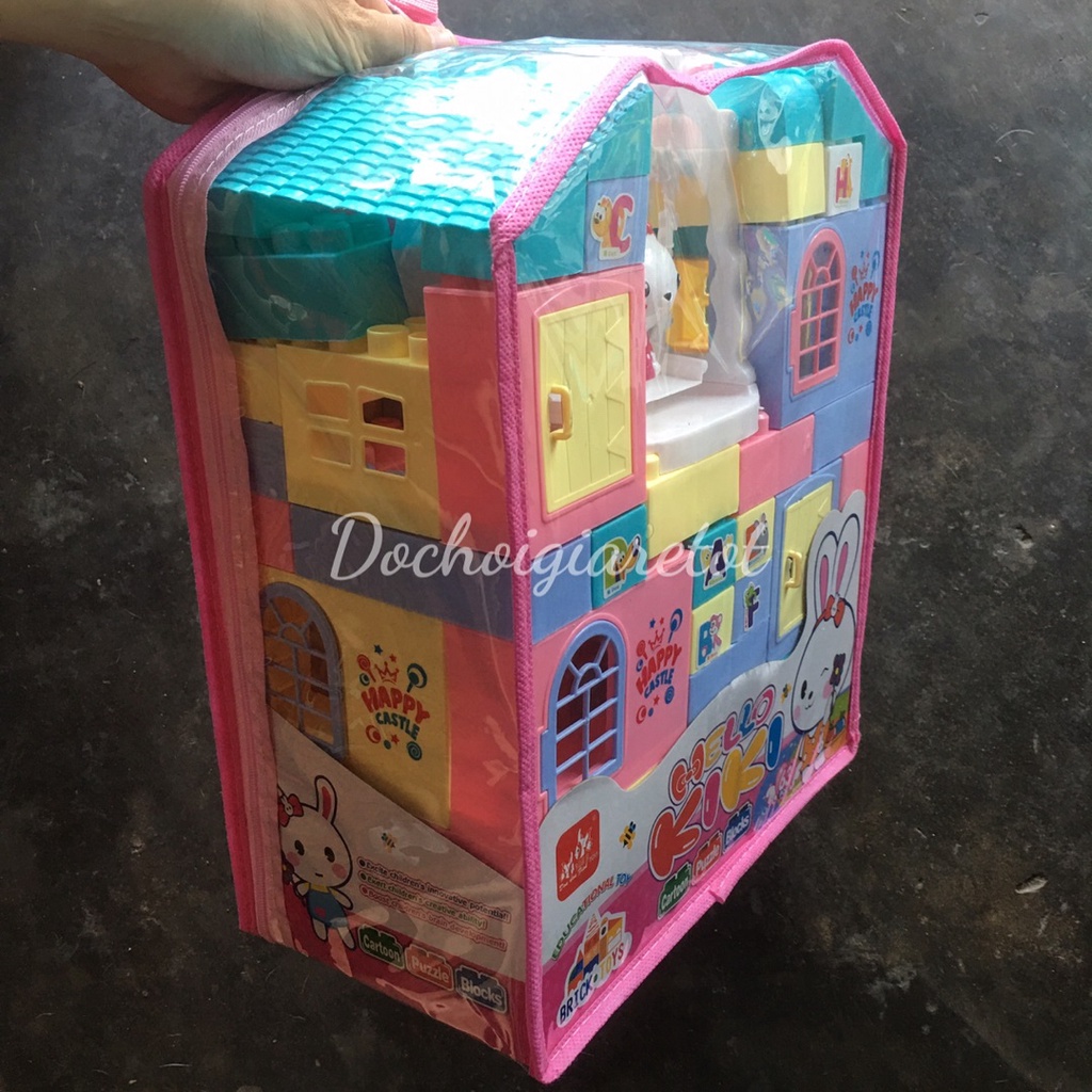 Đồ chơi túi lắp ráp lego khối lớn hello kitty cho bé gái 76 chi tiết - món quà màu hồng siêu yêu