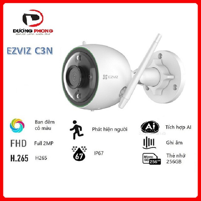 Camera IP Wifi EZVIZ C3N 2.0MB FullHD Có màu ban đêm - BH24 Tháng