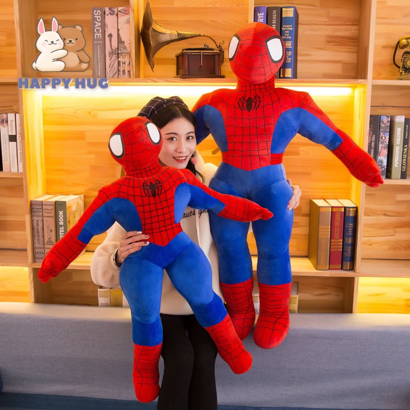 Thú bông siêu anh hùng người nhện Spider Man size 55/70/90 cm loại vải dù có khung form cứng cáp - Happy Hug
