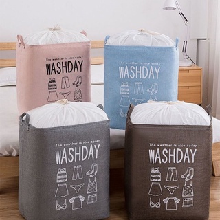 Giỏ vải đựng đồ bảo quản quần áo vintage bằng vải cỡ lớn, túi đựng chăn màn đa năng washday gấp gọn xinh xắn HL7
